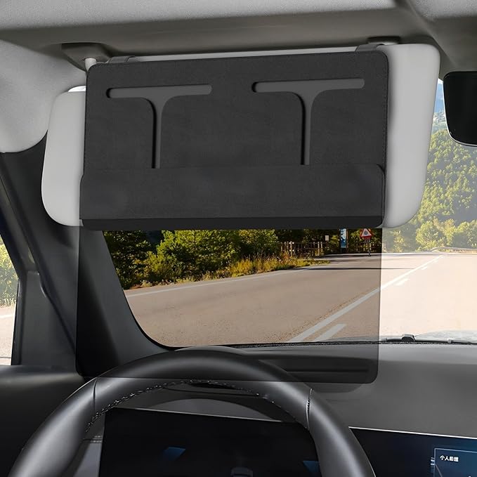 Car Visor Extender Sun Bblocker，Upgraded UV400 Car Sun Visor Extension with PC Lens and Side Sunshade,Filter UV，Safe Ddriving.Universal for SUV, Family Automotive, Black