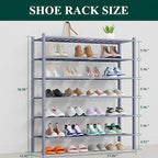 Smiry Shoe Rack, 6 Tier Thick Long Bamboo Shoe Organizer, Stackable Free Standing Wooden Shoe Storage Shelf for Closet, Entry