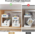 2 Packs 17IN Depth Under Sink Organizer, 2-Tier Pull Out Cabinet Organizer With Smooth Circular Rail, Large Capacity Metal Me
