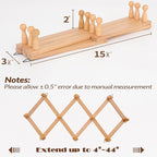 SCUNDA Wall Rack with 10 Hooks, Wooden Wall Expandable Coat Rack for Coat, Hats, Baseball Caps, Coffee Mug, Jewelry(Natural)