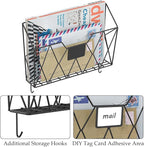 YBING Wall File Organizer Mesh Hanging Wall-mount Files Holder 6 Pack Hanging Wire Magazine Rack and Mail Holder with Hooks O