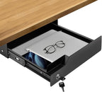 Under Desk Drawer Storage with Lock, 16"x11.8"x3.6", Metal Undermount Table Drawer, Ball Bearing Slides Out Tray Organizer fo