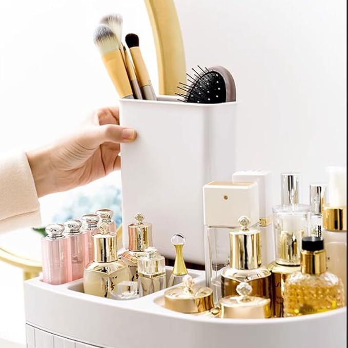 Makeup Storage Box Plastic Makeup Organizer with Drawers，Perfume Display Case and Cosmetic Storage Box，Great for Bathroom, Dr