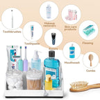 TuCao Marble Bathroom Countertop Organizer, Toothbrush Holders for Bathroom with 2PCS Qtip Holder Dispenser and Toothpaste Ho