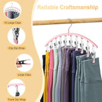 Legging Organizer for Closet, Metal Yoga Pants Hangers 2 Pack w/10 Clips Holds 20 Leggings, Space Saving Hanging Closet Organ
