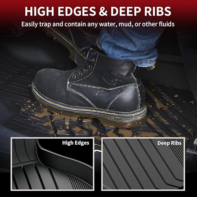 LASFIT Floor Mats 2019-2024 2025 2026 for BMW 3 Series G20 3 Series 330i 330e M3 M340i Accessories Sedan Only, Custom Fit TPE All Weather Car Liners 1st & 2nd Row Full Set, Black(NOT for GT & 2 Door)