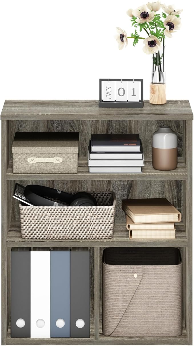 Furinno PASIR Book Shelf, 3-Tier Display Bookshelf, Bookcase, 11.8 x 23.6 x 28.1, for Living Room, Bedroom, Home Office, Fren
