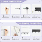 VIS'V Key Holder Wall Mount, Compact Adhesive Key Rack with Tray, 6 Hooks, 2 Mount Options, Black
