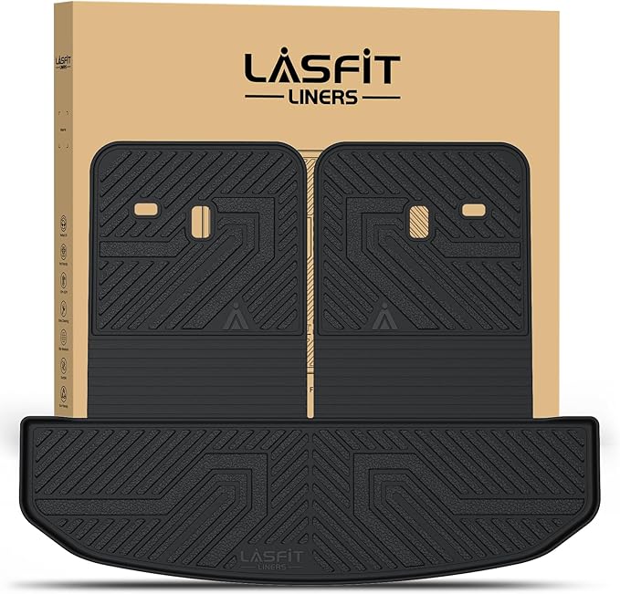 LASFIT Cargo Mat & Backrest Mats for Kia Sorento 2026 2025 2024 2023 2022 2021, All Weather TPE Custom Fit Cargo Liners Trunk Mat & SeatBack Mats Accessoires for Kia Sorento 2021-2026, Black
