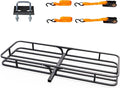 Bonnlo 54''X 19''X5.5'' Hitch Mount Cargo Carrier Basket with Stablizer and Straps, 500 LBS Capacity Rear Luggage Rack Basket Fits Sedan, SUV, TAN
