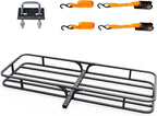 Bonnlo 54''X 19''X5.5'' Hitch Mount Cargo Carrier Basket with Stablizer and Straps, 500 LBS Capacity Rear Luggage Rack Basket Fits Sedan, SUV, TAN