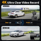 Dash Cam Front and Rear: 4K Dual Channel Dash Cam - 5GHz WiFi, Dash Camera for Cars with 64GB Card, 2" IPS, App Control, G-Se