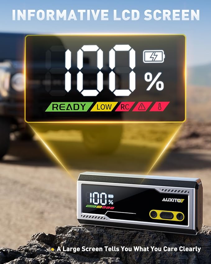 AUXITO 9500A Jump Starter, 12V Car Battery Jump Starter, Up to All Gas/All Diesel Engine with LED Display, 30W Type-C Fast