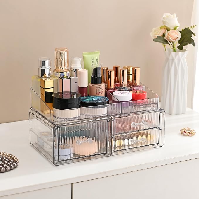 ZHIAI stackable storage drawer, cosmetics storage box, cosmetics and beauty product storage organizer, suitable for makeup ro