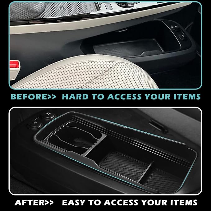 BestEvMod Lower Center Console Slide Cover Organizer Tray Compatible with 2026 2025 2024 2023 2022 EV6 Accessories Push-Pull Storage Box Protect Privacy (Slide Cover Version)