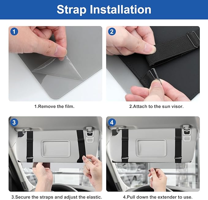 Linkstyle Car Sun Visor Extender: UV400 Anti-Glare Adjustable Sunshade with 6 Card Slots for Toll Cards Parking Permits, Universal Fit for Sedan SUV Truck