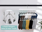 StorageWorks Hat Rack, Closet Organizer and Storage for Baseball Caps,Set of 2 with 10 Adjustable Stainless Steel Clips, Fits