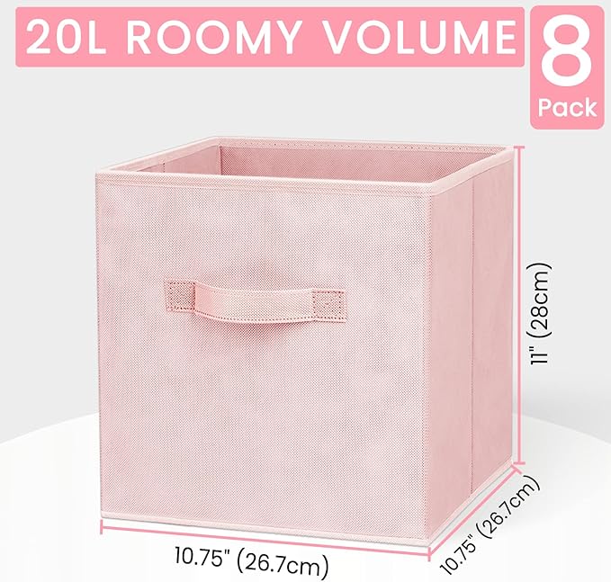 Criusia Storage Cubes - 11 Inch Heavy Duty Fabric Storage Bins for Shelves Closet, Cube Organizer - 8 Pack Collapsible Cube S