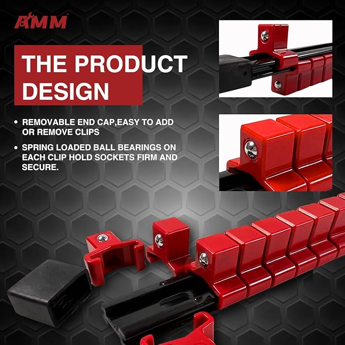 AMM 9-Piece Socket Organizer, 1/2, 3/8 & 1/4 inch Drive ABS Socket Holder, Heavy Duty Socket Racks