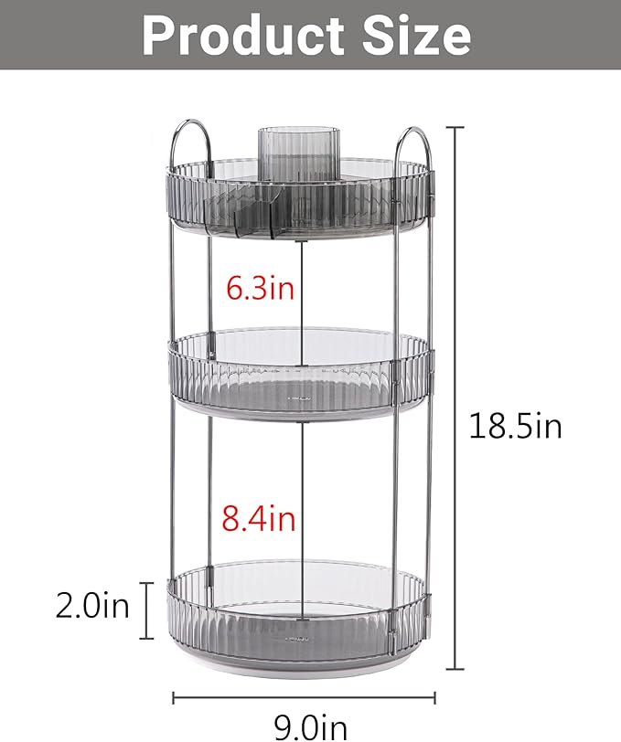 Asayuee 360 Rotating Makeup Organizer,3 Tier Large Capacity Make Up Organizers and Storage,Skincare Perfume Vanity Organizers