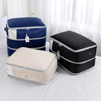Comforter Storage Bag - Large Capacity Blanket Storage Bags 3-Layer Ultra Space Saving Self Compression Organizer, Washable C
