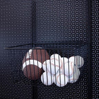OmniWall Large Wire Basket (16" x 8" x 12") - Heavy Duty Metal Storage Basket with Secure Vertical Slot & Round Hole Mounting