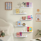 NEXHOME RPO Pine Wood Floating Shelves for Wall, 6-Pack 15.7 Inch Kids Nursery Book Shelves, Multi-Scene Wall Decor Solid Sto