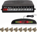 Car Reverse Parking Radar System with 8 Parking Sensors Distance Detection + LED Distance Display + Sound Warning (Champagne Gold Color)