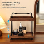 2-Tier Bathroom Counter Organizer,Wood Countertop Organizer for Storage,Makeup Organizer Cosmetics Storage Display Rack,Count