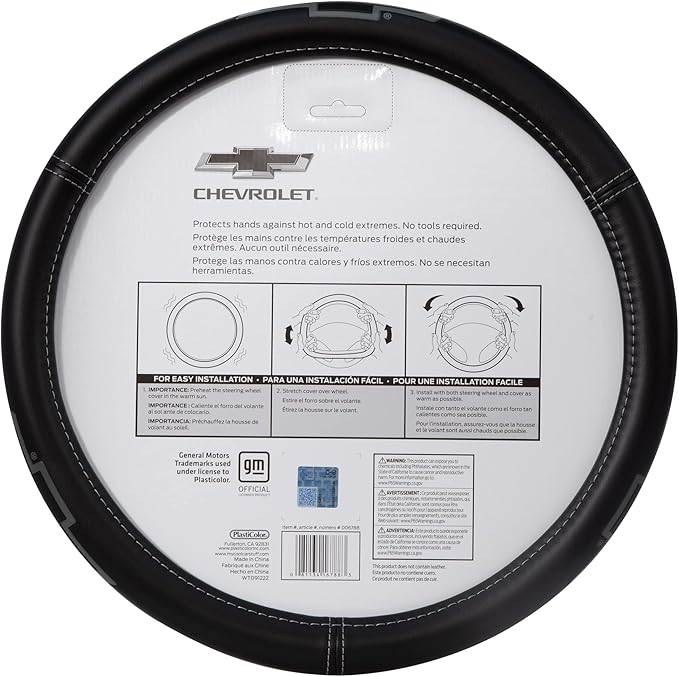 Plasticolor 006788R01 Chevrolet Silverado 2500HD and 3500HD Gray Bowtie Logo Steering Wheel Cover
