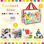 9 Packs Toy Storage Bags with Labels, 11.8x8.7x3.9In Large PVC Reusable Clear Board Game Storage with Zipper, Travel Waterpro