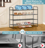 AOODA 4 Tier Long Metal Shoe Rack for Closet Wide Stackable Shoe Storage Organizer for Entryway, Bedroom, Floor, Holds 30 Pai