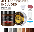 Leather Recoloring Balm with 100ml Mink Oil, Medium Brown Leather Repair Kit and Scratch Remover for Furniture, Car Seats, So