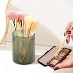 DASITON Makeup Brush Holder Organizer, Acrylic Makeup Brush Cup, Vintage Striped Make Up Brush Holder for Vanity, Bathroom Co
