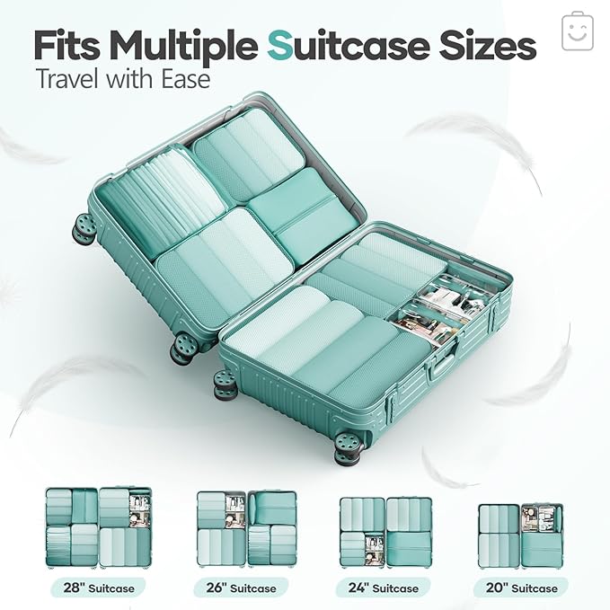 Veken 9/11 Set Compression Packing Cubes for Travel Essentials,Compressible Expandable Large Luggage Suitcase Organizer Bags 