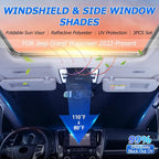 Karltys 3PCS Windshield Sun Shade for 2022-2025 Jeep Grand Wagoneer, 210T Thickened Front and Side Window Sunshade Cover Custom Fit Grand Wagoneer, Foldable Sun Visor Protector Keeps Your Car Cool