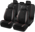 Skechers Air-Cooled Memory Foam Seat Covers,Mesh Thick Car Seat Covers,Piping Leather Car Seat Cover Full Set,Airbag Compatib