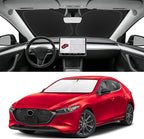 Custom Fit Windshield Sun Shade for Mazda 3 2019-2026, Blocks UV & Heat, Front Window Sunshade Accessories, Easy Fold & Store Keep Your Car Cooler