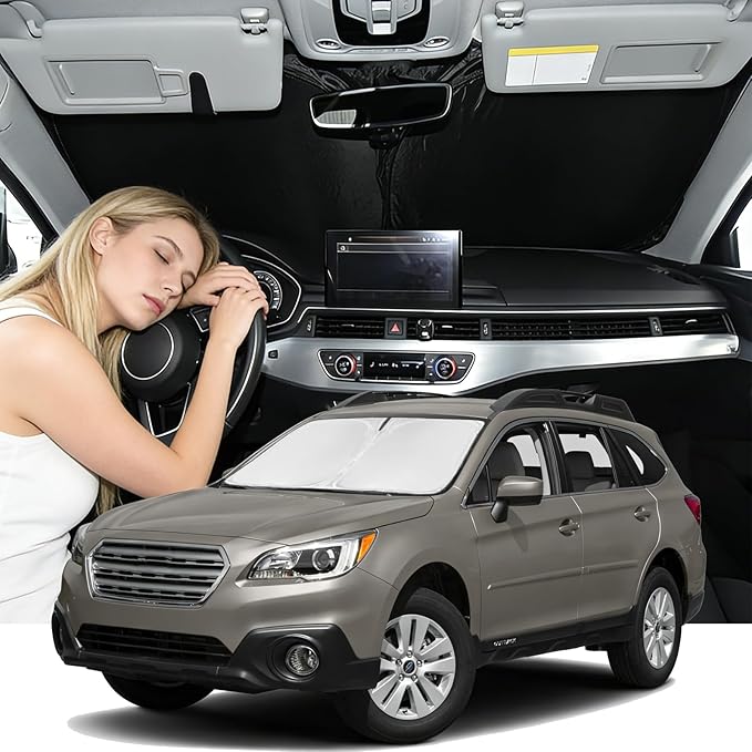 Windshield Sunshade for Subaru Outback 2010-2014 Sun Shade Car Windshield Accessories Upgrade 4 Layers Blocks UV Rays Custom Fit Outback 240T Car Window Shades Windshield Keep Cool Foldable