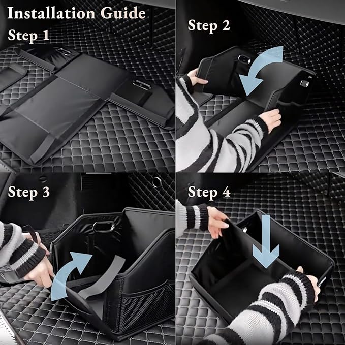 Car Storage Organizer - Compact PU Leather Bin for Trunk, Front Seat, Back Seat & Car Floor
