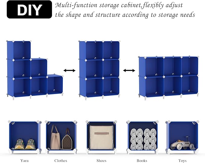 AWTATOS Cube Storage Organizer, 6 Cube Closet Organizers and Storage Shelves, DIY Stackable Bookshelf for Bedroom, Home, Admi