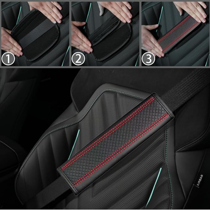 NBTEPEM 10 Pcs Car Floor Mats Full Set Car Accessories, Microfiber Leather Steering Wheel Covers 14.5-15 inch, Center Console