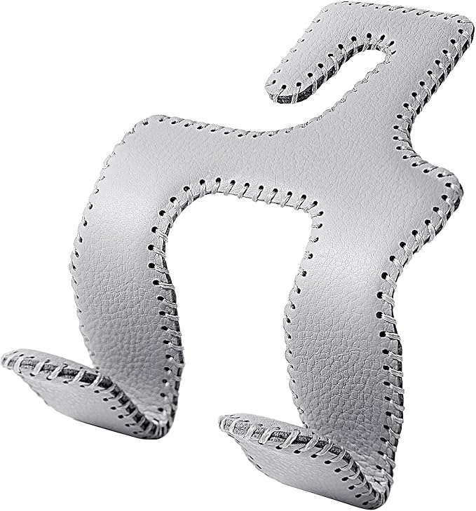 2 in 1 Car Headrest Hooks for Purses and Bags, Upgraded Leather Organizer Storage Holder Hooks Matching Cars Interior, 1-Pack, Gray