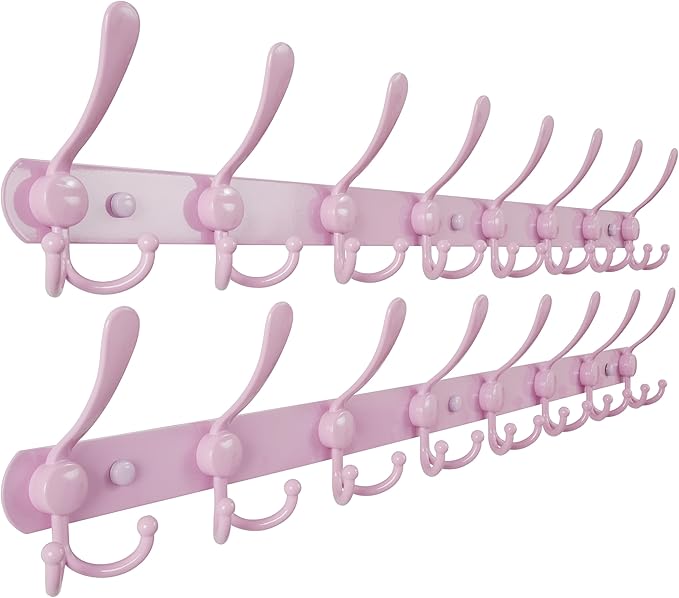 Dseap Coat Rack Wall Mount - 38” Long 10-Tri-Hooks Heavy Duty Coat Hanger Rail Wall Hooks for Hanging Coats Hats Clothing Clo