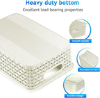 FUCDTEFC White Plastic Basket, 8 Pack Home Organization and Storage Baskets with Handles, Space Saving Woven Organizer Bins P