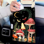 Car Trash Bag Hanging No Snap Small Garbage Bag for Car Back Seat Cute Printed One-handed Strap Trash Bags Car Accessories-Mushroom Car Trash Bags