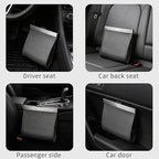 Leather Car Trash Can with Smart LED Light & Magnetic Closure, Hanging Car Trash Bag, Small Car Trash Can, Leak-Proof, Odor-Lock Car Trash Bin for Any Cars, Sedans, SUVs, Trucks, Black