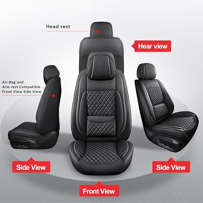 MIROZO Seat Covers Full Coverage,Waterproof Car Seat Covers Full Set Leather Car Seat Protector Automotive Seat Covers Univer