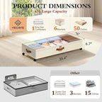 Yecaye Under Bed Storage with Wheels, 65L Under Bed Storage Containers with Adjustable Dividers & Clear Lid, Rolling Underbed