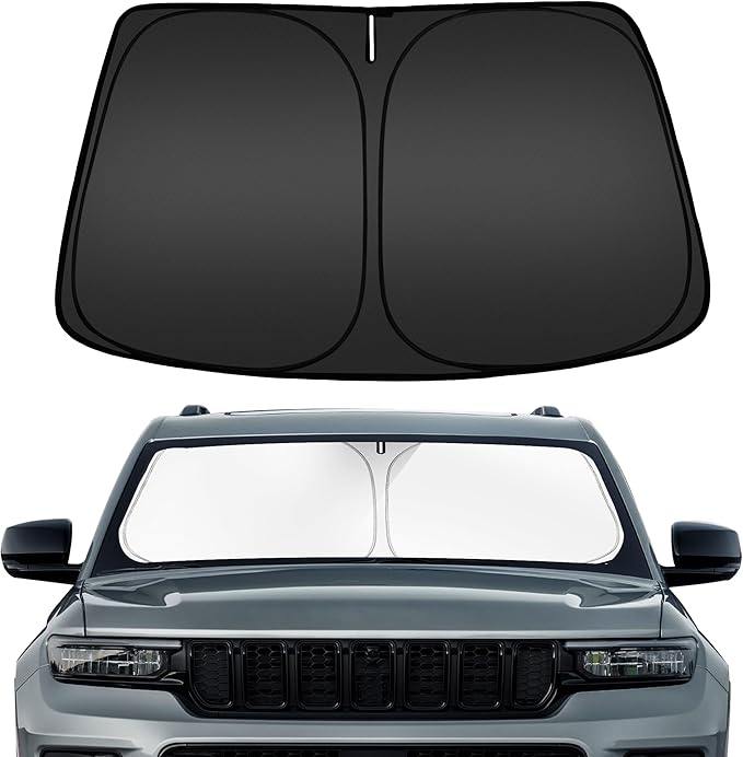 ARISMOTOR Windshield Sun Shade for Jeep Grand Cherokee/Grand Cherokee L 2011-2026, Custom Fit Foldable Front Window Sunshade Sun Visor Protector, Block UV Rays Keep Your Car Cooler